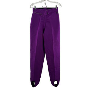 Vintage Obermeyer Ski Pants Women 6* Purple Shiny Iridescent Stirrups Snow 90s